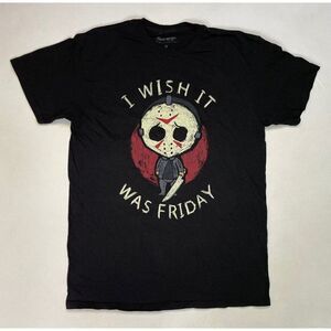 Friday The 13th Jason Wish It Was Friday Movie Graphic T-shirt Men Medium Black